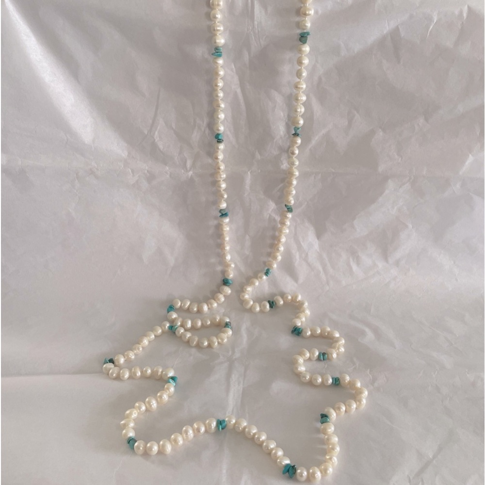 Beautiful 64” Pearl & Turquoise Necklace ~RARE!!